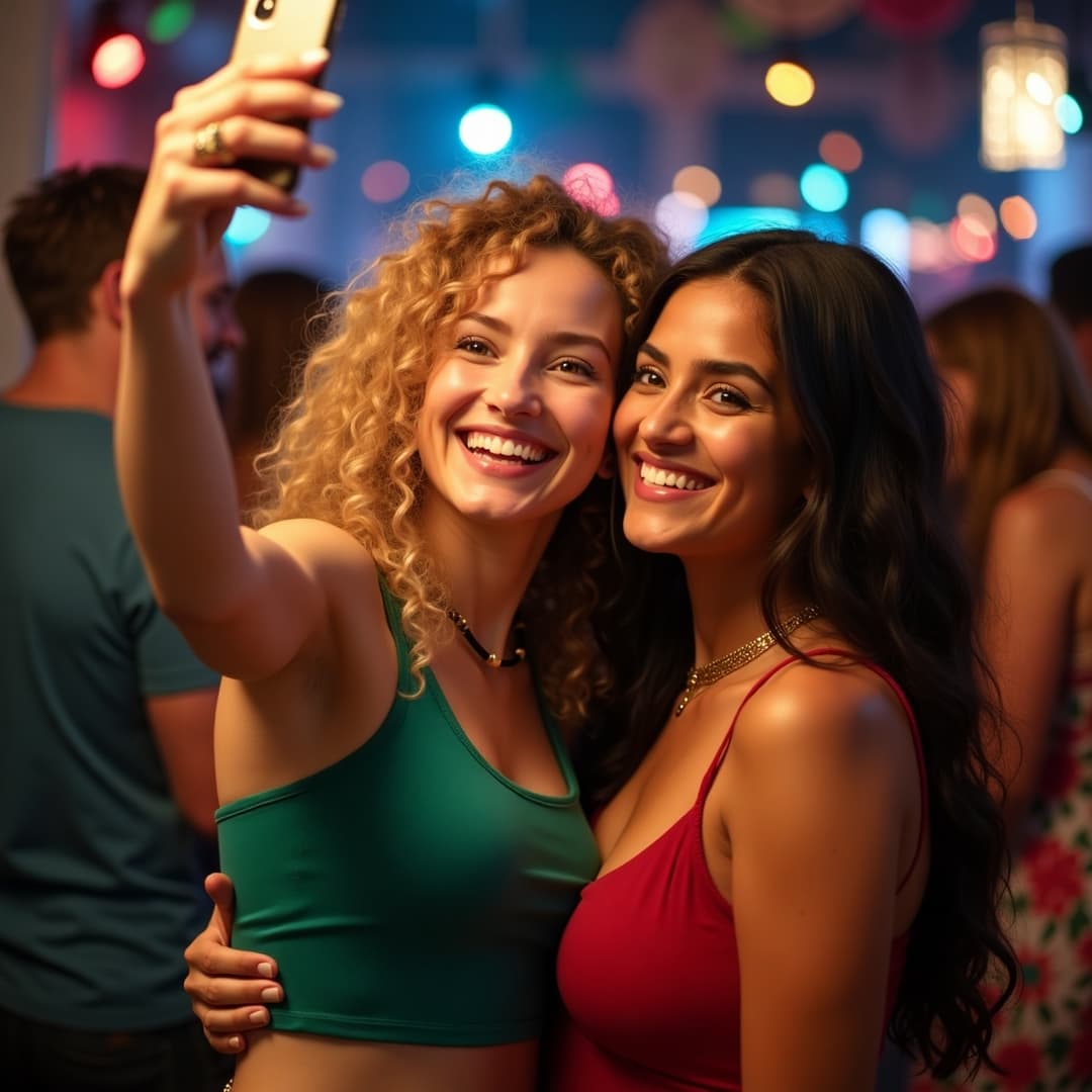 Two young women taking a selfie